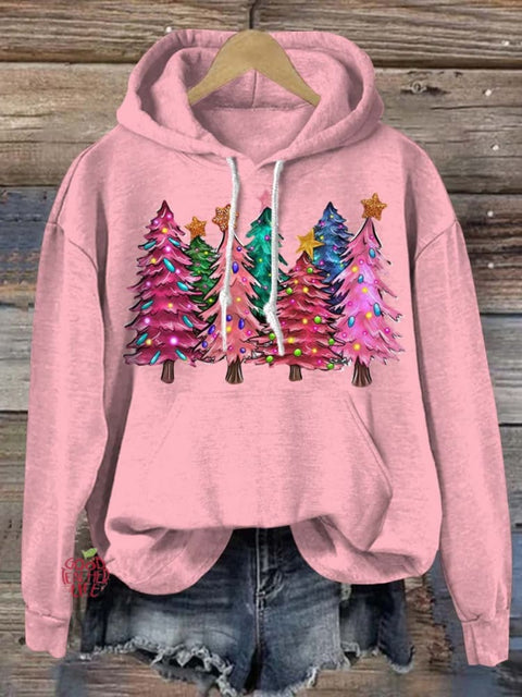 Lovely Christmas Tree Art Print Casual Hoodie Sweatshirt