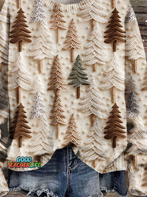 Christmas Gift Christmas Tree Art Print Knit Pullover Sweater
