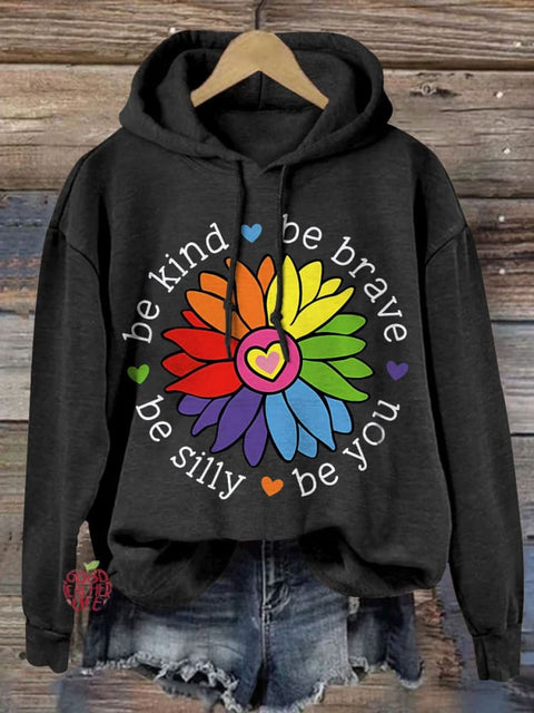 Be Kind Be Brave Be Silly Be You Print Casual Hoodie Sweatshirt