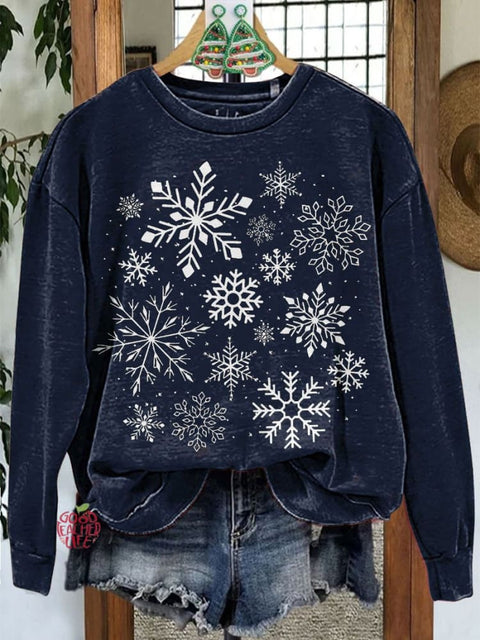 Snowflake Christmas Casual Print Sweatshirt