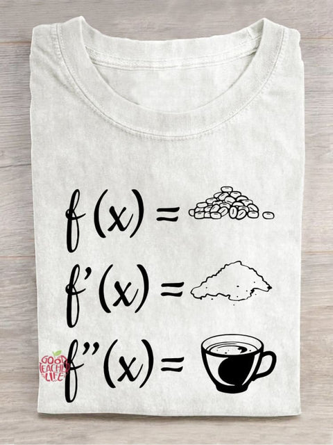 Math Teacher Deduces Coffee Casual Print T-shirt