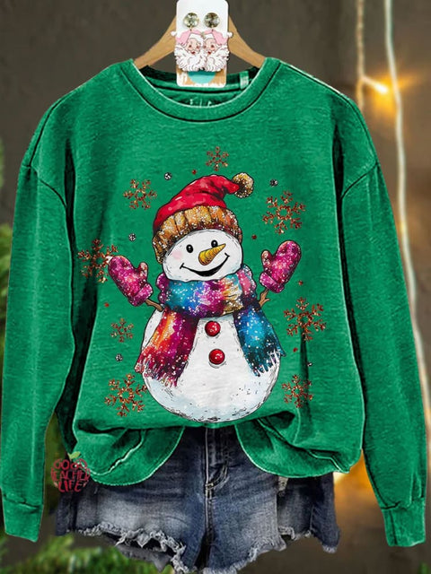 Colorful Scarves Snowman Teacher Casual Sweatshirt