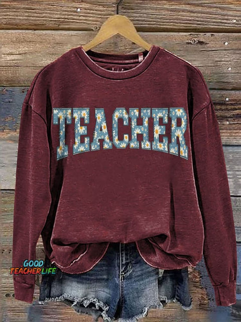 Teacher Floral Teacher Gift Casual  Sweatshirt