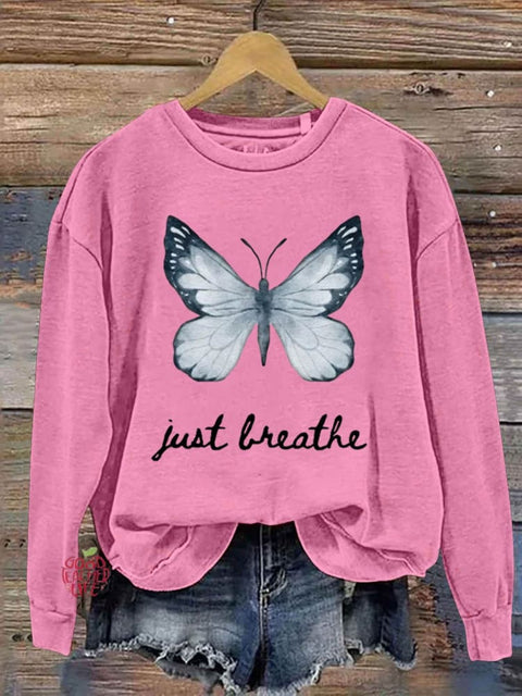 Just Breathe Art Print Pattern Casual Sweatshirt