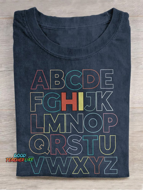 HI Alphabet Casual Print T-shirt