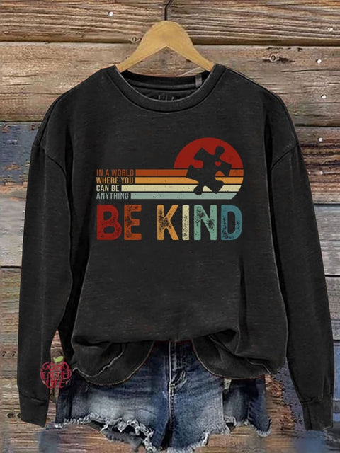 Autism Be Kind Print Casual  Sweatshirt