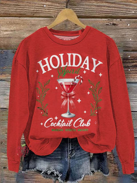 Christmas Holiday Cocktail Club Art Print Casual Sweatshirt