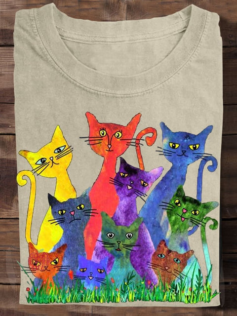 Cat Lover Watercolor Art T-shirt