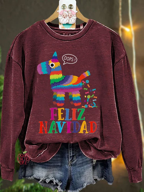 Oops Alpaca Feliz Navidad Spanish Teacher Casual Sweatshirt