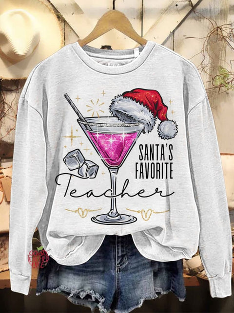 Santa's Favorite Teacher Ugly Christmas Casual Sweatshirt