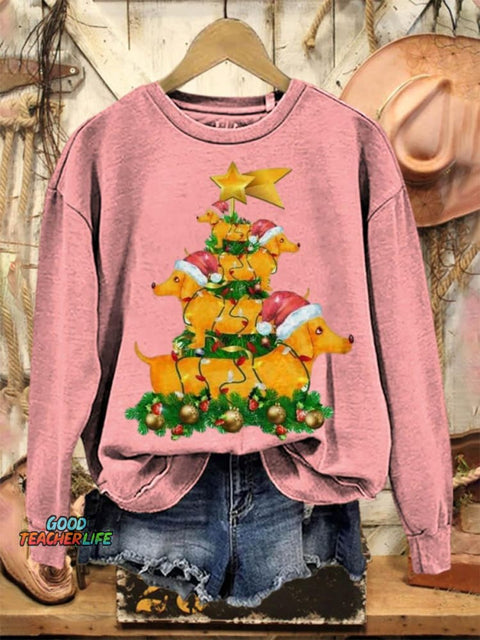 Lovely Christmas Dogs Art Print Casual Sweatshirt