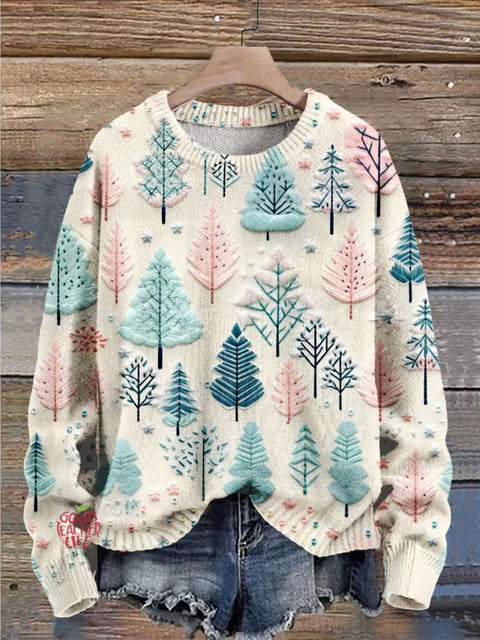 Christmas Gift Christmas Tree Art Print Knit Pullover Sweater