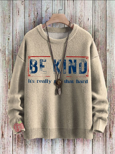 Be Kind It's Really Not That Hard Art Pattern Print Casual Knit Pullover Sweater