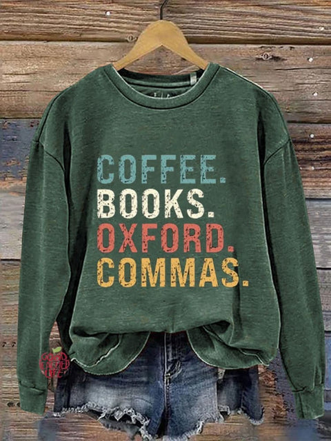 Coffee Books Oxford Commas Casual Sweatshirt