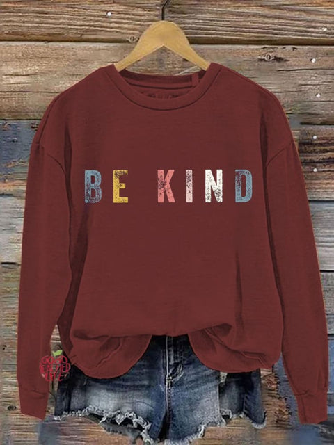 Be Kind Art Pattern Print Casual Sweatshirt