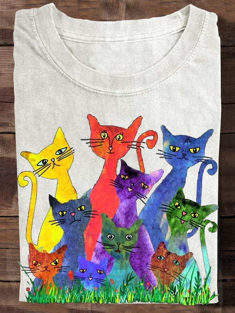 Cat Lover Watercolor Art T-shirt