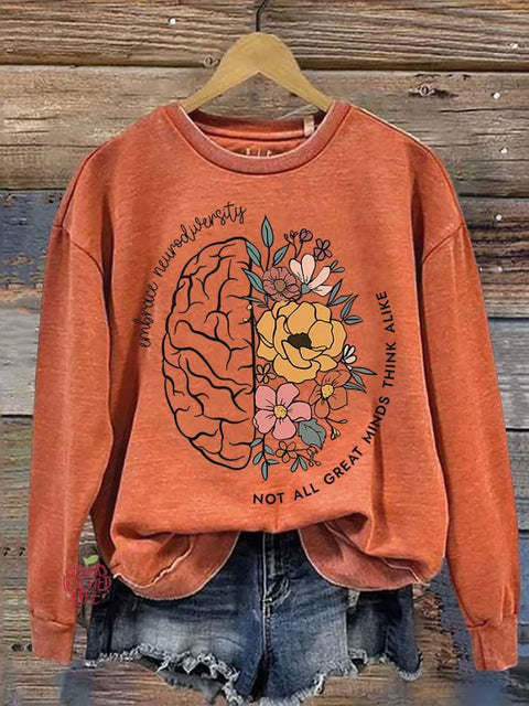 Not All Great Minds Think Alike Autism Awareness Teacher Casual Print Sweatshirt