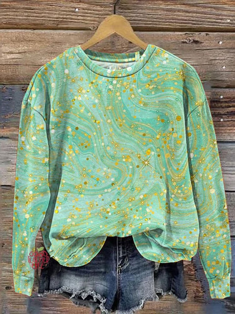 Abstract Swirl And Glitter Art Printed Casual Sweatshirt