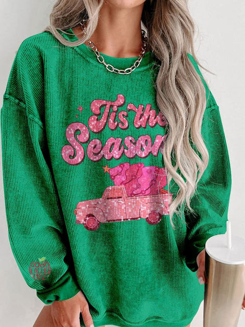 Women's Pink Christmas Casual Print Shirt