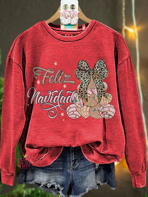 Coquette Pan Dulce Christmas Tree Tis The Season Mexican Casual Sweatshirt