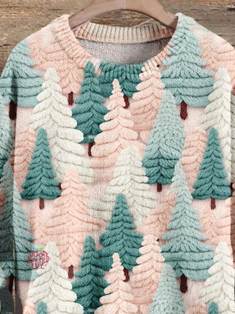 Christmas Gift Christmas Tree Art Print Knit Pullover Sweater