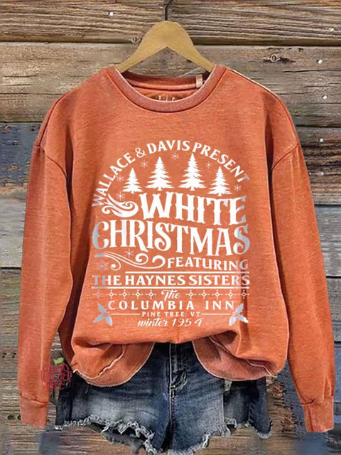 White Christmas  Cozy  Christmas Print Casual  Sweatshirt