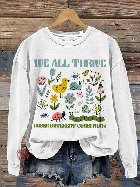 We All Therive Special Education Mental Health Casual Print Sweatshirt