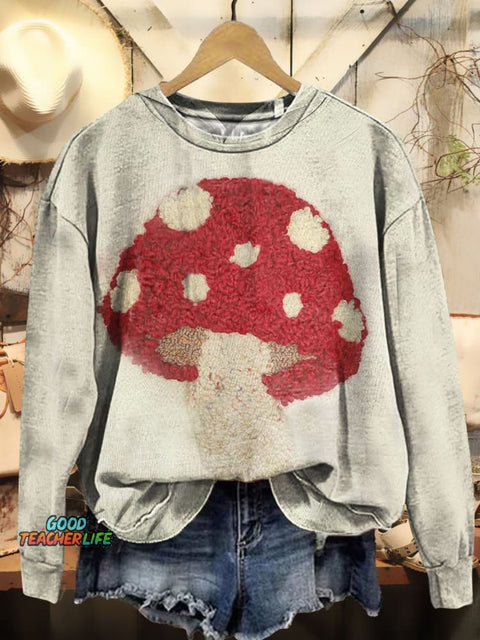 Mushroom Art Print Casual Sweatshirt