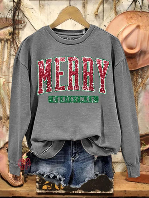 Merry Christmas Art Print Casual Sweatshirt