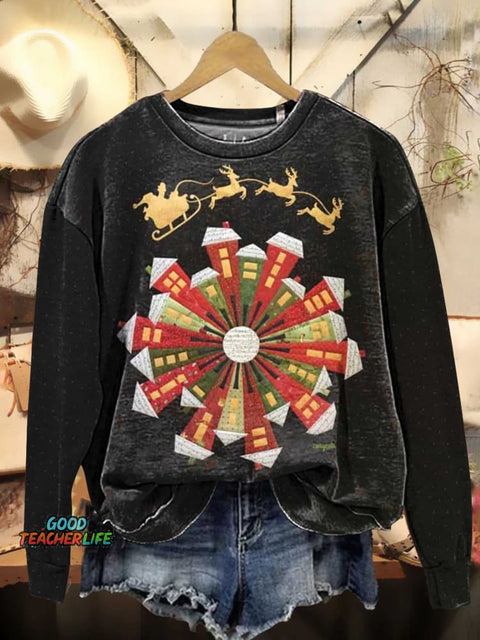 Christmas Santa Claus Elk Casual Sweatshirt