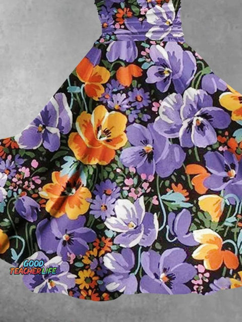 Women's Floral Flowers Art Print Design Maxi Dress