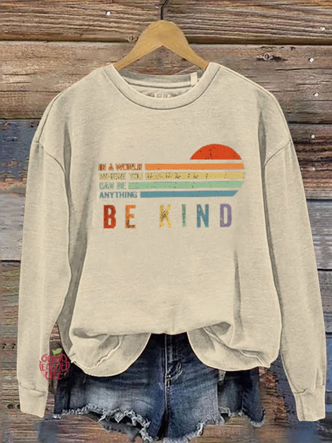 Unisex Women's Men's In A World Where You Can Be Anything Be Kind Suicide Prevention Mental Print Casual Hoodie