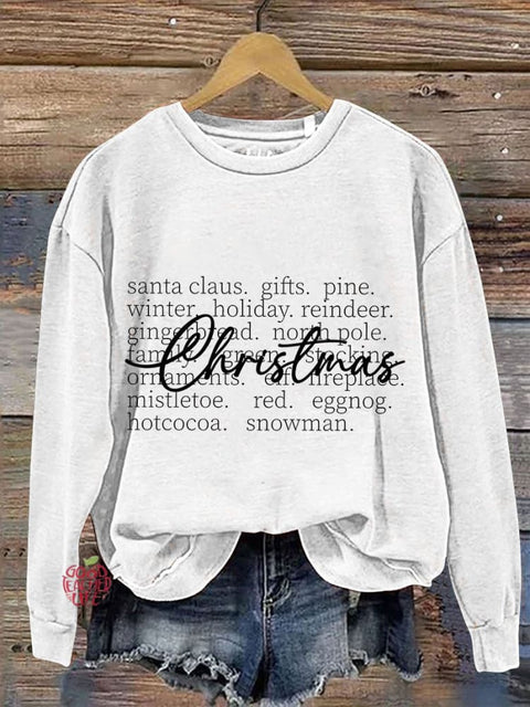 Christmas Words Casual Print Sweatshirt