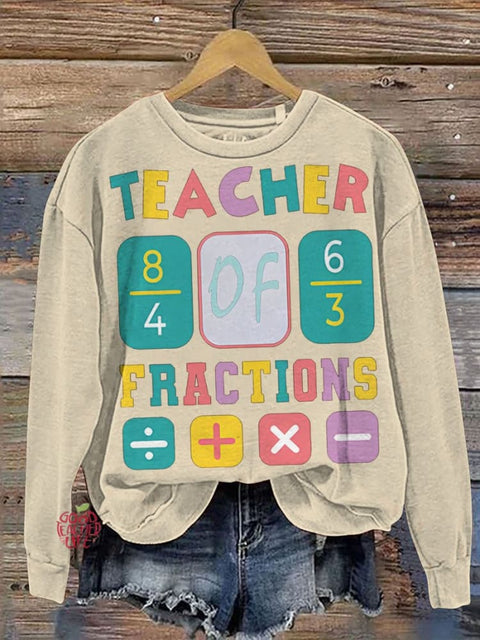 Teacher Fractions Funny Math Casual  Sweatshirt