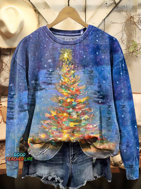 Christmas Tree Art Print Casual Sweatshirt