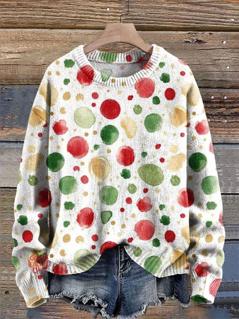 Christmas Pattern Art Print Knit Pullover Sweater