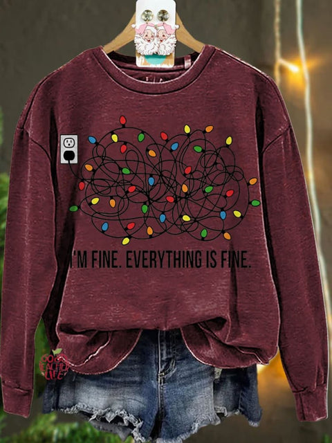 Christmas I'm Fine Everything Is Fine Casual  Sweatshirt