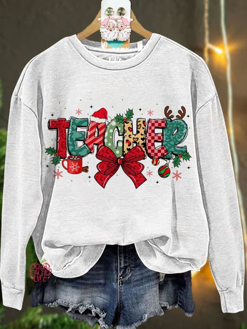 Teacher Christmas Coquette Love Christmas Casual Sweatshirt