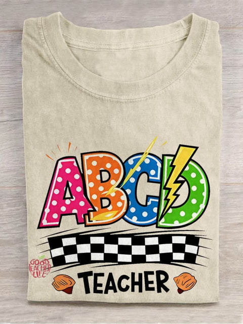 ABCD Teacher Casual Print T-shirt