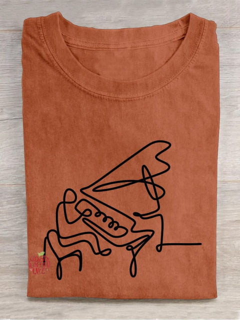 Musician Piano Teacher Casual Print T-shirt