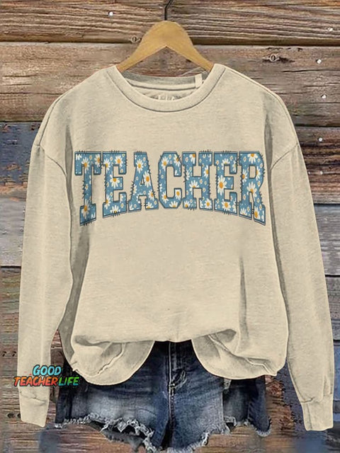 Teacher Floral Teacher Gift Casual  Sweatshirt