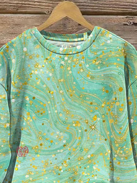 Abstract Swirl And Glitter Art Printed Casual Sweatshirt