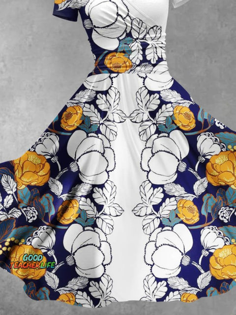 Women's Floral Flowers Art Print Design Maxi Dress