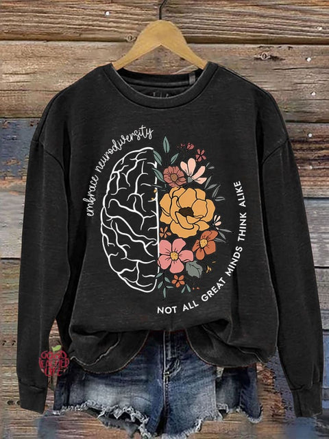 Not All Great Minds Think Alike Autism Awareness Teacher Casual Print Sweatshirt