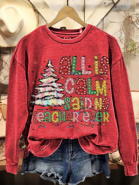 Teacher Coquette Christmas Iridescent Christmas Tree Casual Sweatshirt