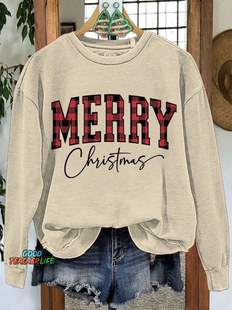 Merry Christmas Casual Print Sweatshirt