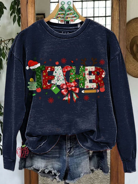 Teacher Christmas Coquette Casual Sweatshirt