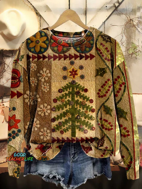 Retro Christmas Tree Casual Sweatshirt