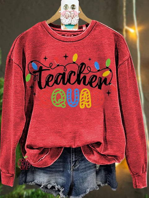 Christmas Christmas Lights Teacher Squad Casual  Sweatshirt