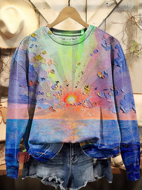 Beach Sunset Art Print Casual Sweatshirt